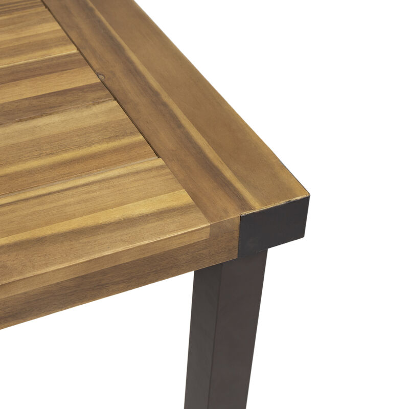 Merax Modern Industrial Acacia Wood Dining Table for Outdoor Indoor image number 3