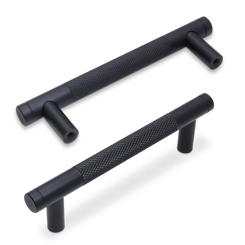 BUKOBYHE 30 Pack 3.75 Inch Matte Black Kitchen Cabinet Handles Knurled Cabinet Pulls Black Drawer Pulls Kitchen Hardware