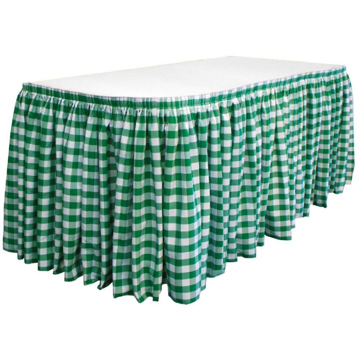 Table Skirt Checkered Design with 15 L-Clips for Banquet and Party Decoration