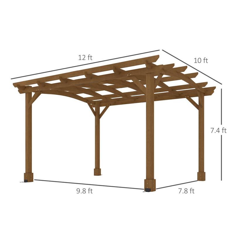 Hivvago 10x12 Outdoor Wood Pergola Gazebo with Trellis image number 2