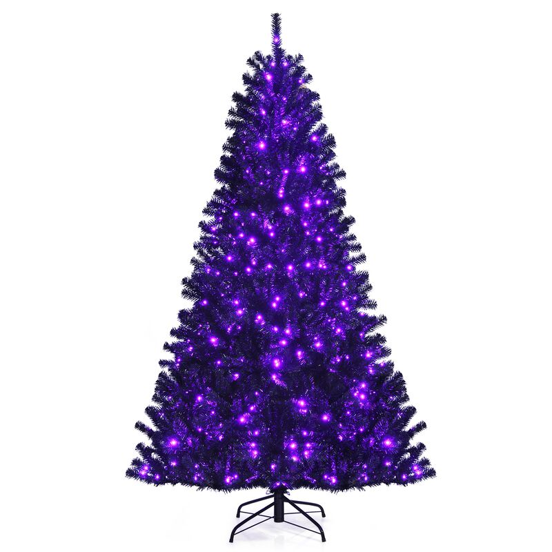 Artificial Christmas Halloween Tree with Purple LED Lights for Spooky and Festive Holiday Decor