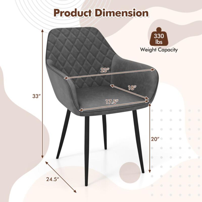 Hivvago Leisure Dining Chair Set of 2 with Curved Backrest and Wide Seat