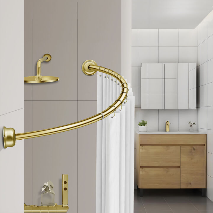 Utopia Alley Adjustable 45&ndash;72 Inch Single Curved Shower Rod Set with 71&times;71 Inch Clear PEVA Liner & 12 Shower Hooks, Rustproof Aluminum Drill-Mounted Shower Rod, Extra 30% Space