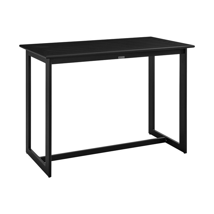 Ollie 59 Inch Patio Counter Height Dining Table, Black Rectangular Surface-Benzara