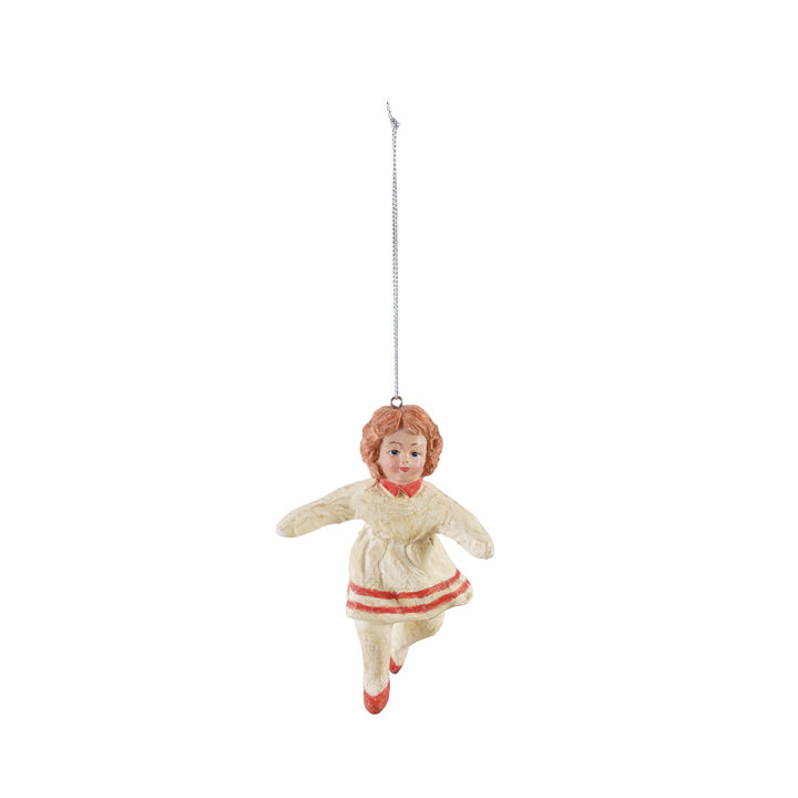 Paper Mache Vintage Girl Ornament, Multicolor