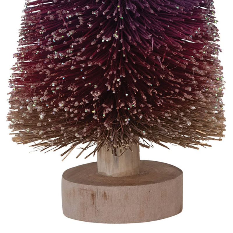 Bottle Brush Tree with Wood Base and Glitter, Purple Ombre image number 1