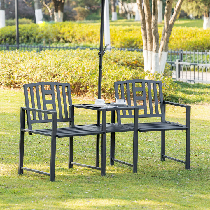 Hivvago Outdoor Double Patio Chairs with Umbrella Hole