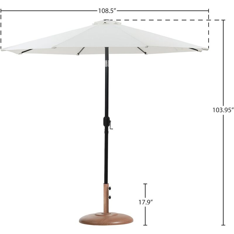 Meridian Furniture Fiji White Fabric / Teak Aluminum Patio Umbrella with Base Sets
