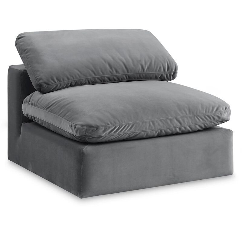 Meridian Furniture Comfy Grey Velvet Modular Armless Chair