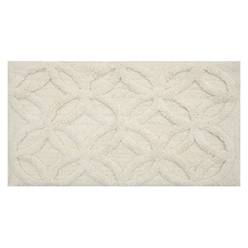 Knightsbridge Arch Bath Rug Cotton Non Skid Back - 17x24", Ivory