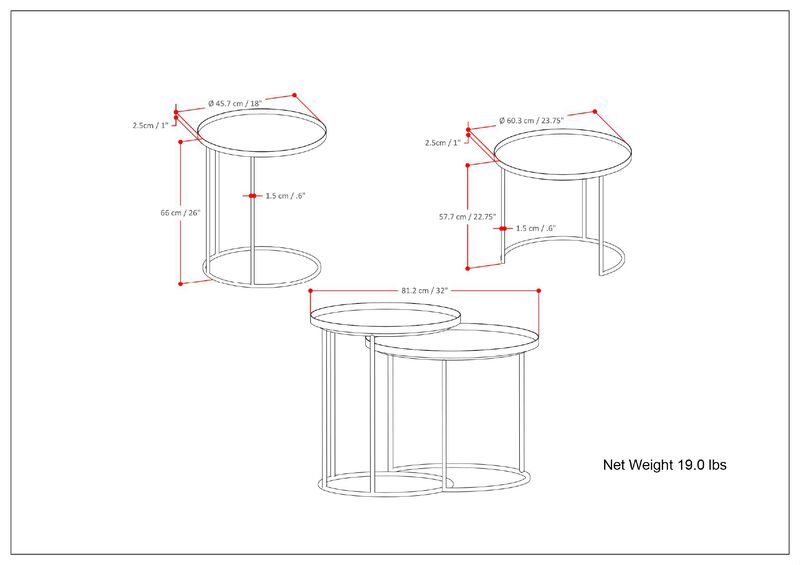 Monet Metal 2 Pc Nesting Table