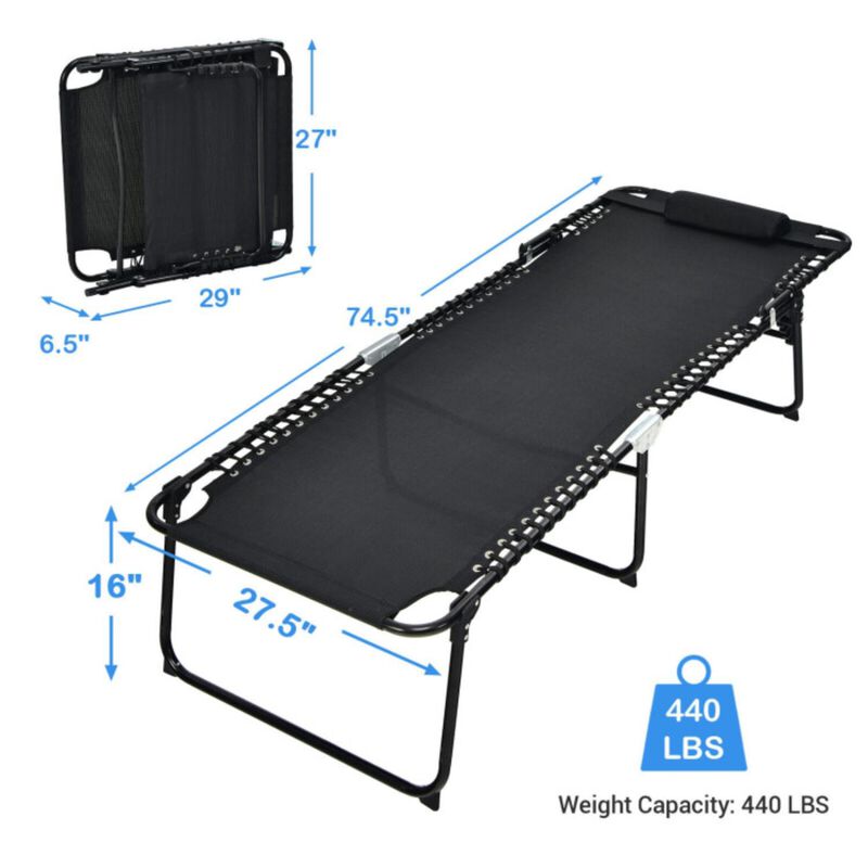 Hivvago 4 Position Folding Lounge Chaise with Adjustable Backrest and Footrest