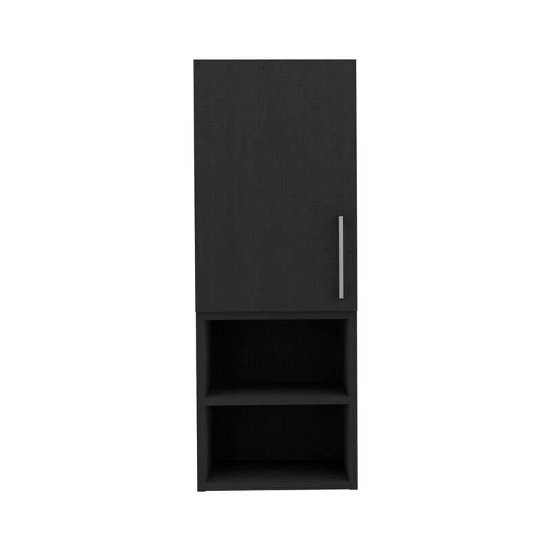 Madrid Medicine Cabinet, Two External Shelves, Metal Handle, Single Door, Two Interior Shelves -Black