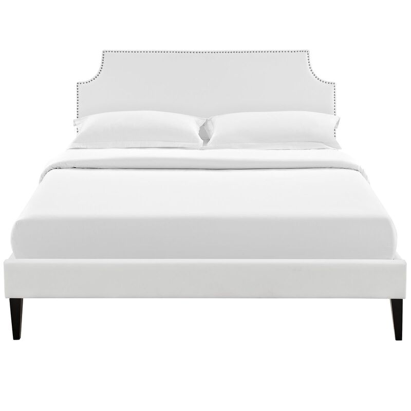 Modway Laura Queen Vinyl Platform Bed with Squared Tapered Legs in White image number 5