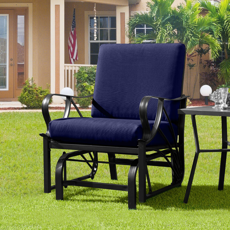 Patio Glider Rocking Chair with Thick Cushion and Curved Armrest