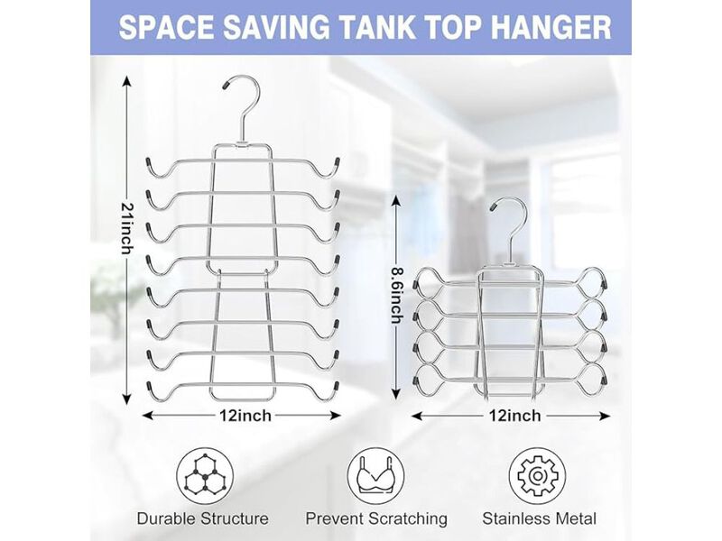 2Pcs Tank Top Hangers Space Saving Hanger Organizer Bra Hangers image number 2
