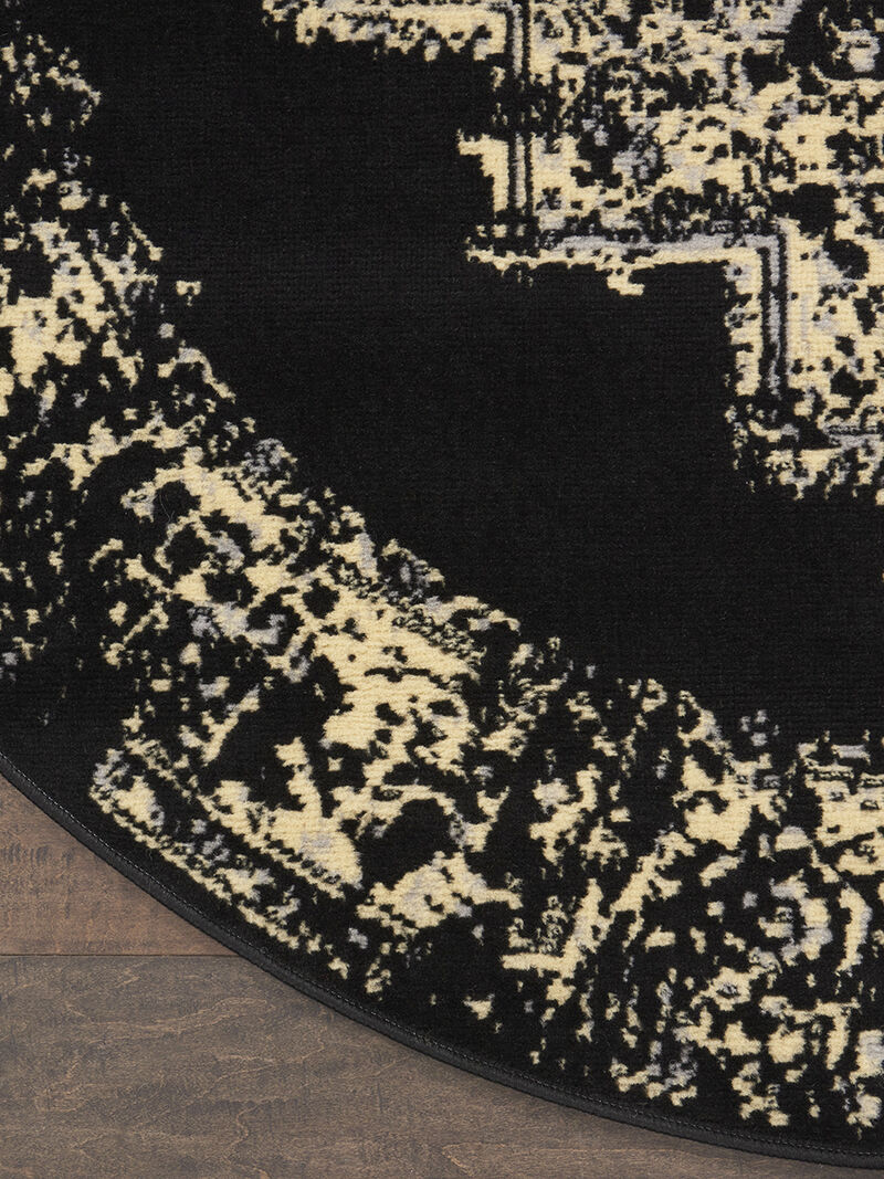 Grafix GRF14 Black 5'3" x Round Rug