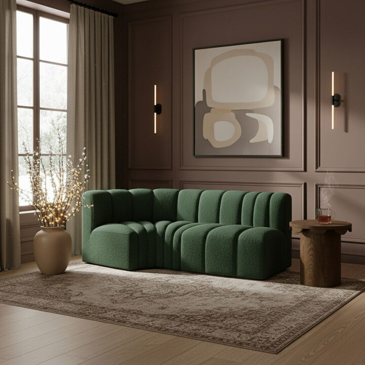 Meridian Furniture Arc Green Boucle Fabric Modular Sofa