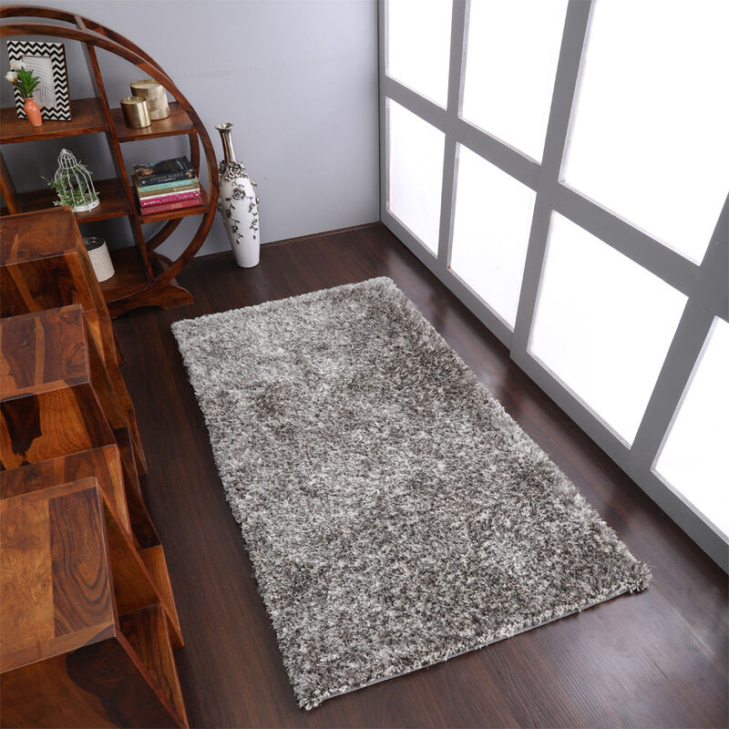 RUGSOTIC CARPETS HAND TUFTED SHAG POLYESTER ECO-FRIENDLY AREA RUGS  - Rectangle, Size, Solid Plain Design, High Pile Thick Handmade Anti Skid Rugs for Living Room, Bed Room K00111 image number 1