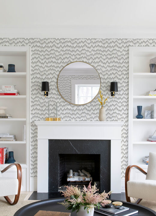 Holmby Grey Brushstroke Zigzag Wallpaper