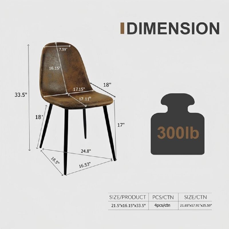 Rectangular MDF Dining Table with 4 Suede Chairs, Kitchen or Dining Room