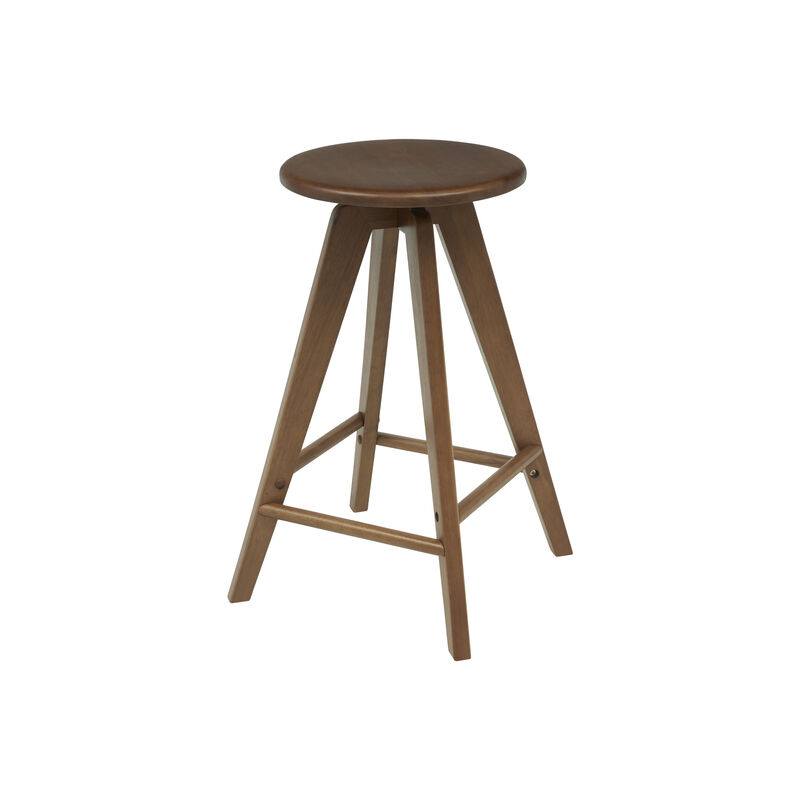 Ceren MidCentury Industrial Round Solid Wood Backless Stool