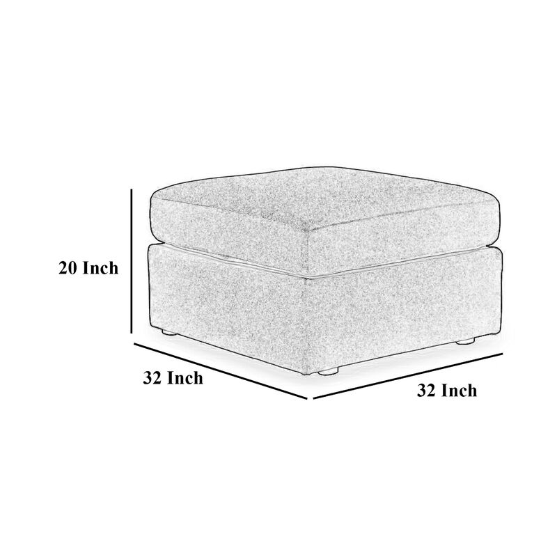 Meso Oversized Square Ottoman, Oyster Ivory Nuvella Polyester, 32 Inch - Benzara