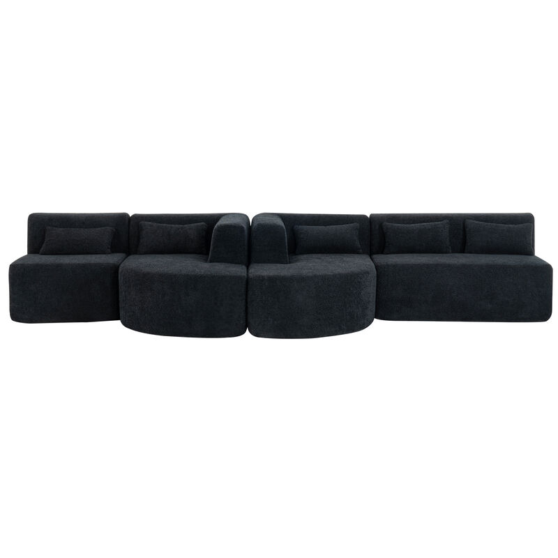 Merax Boucle Fabric Upholstered Sofa Couch with Chaise Lounge