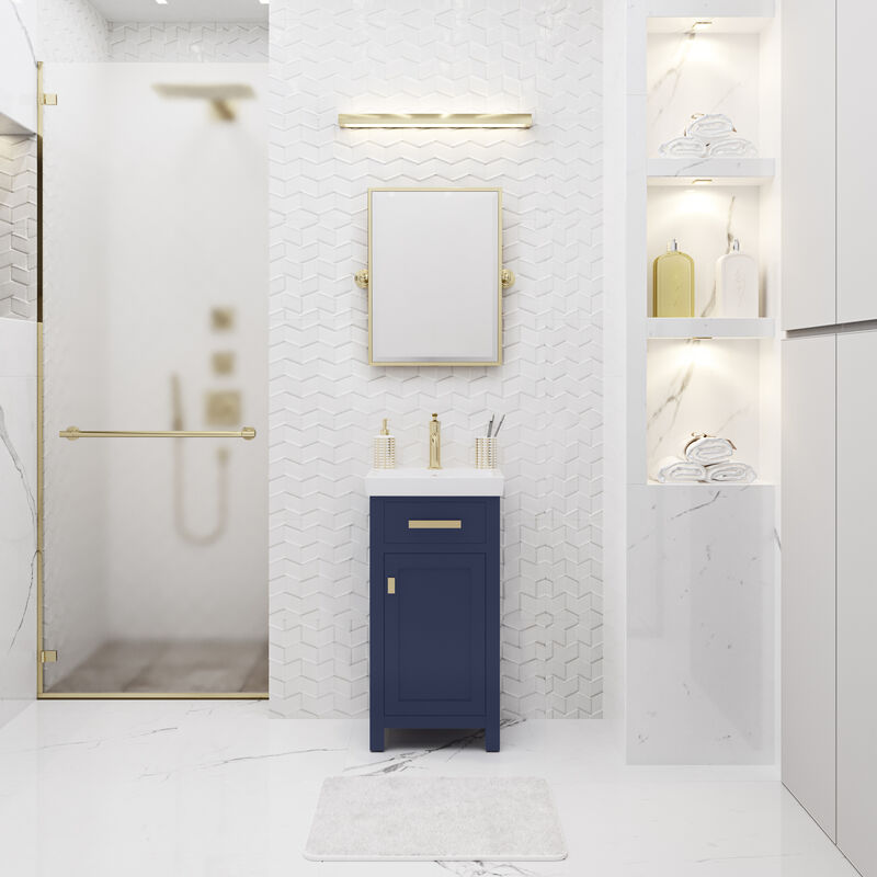 Mia 18 In. Integrated Ceramic Sink Top Bath Vanity in Monarch Blue