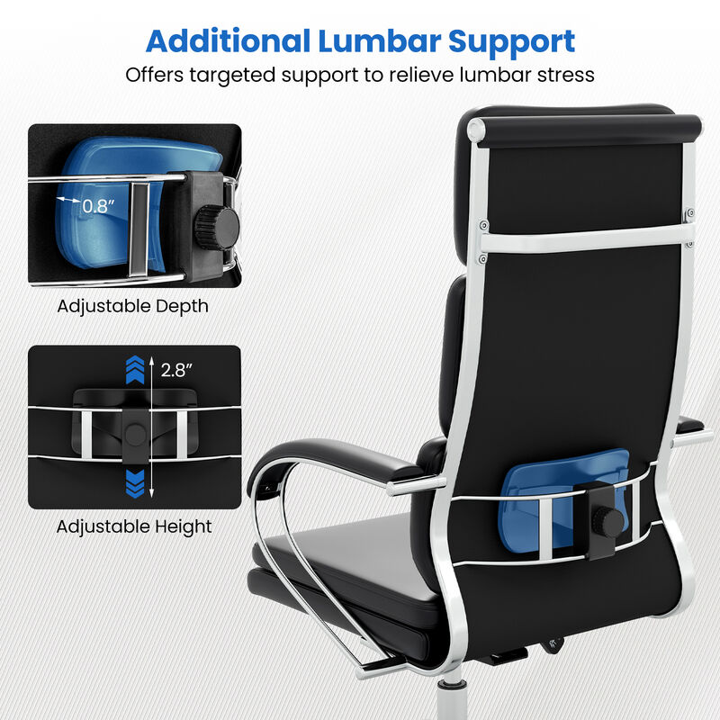 Ergonomic Leather Desk Chair with Adjustable Height and Rocking Function image number 4