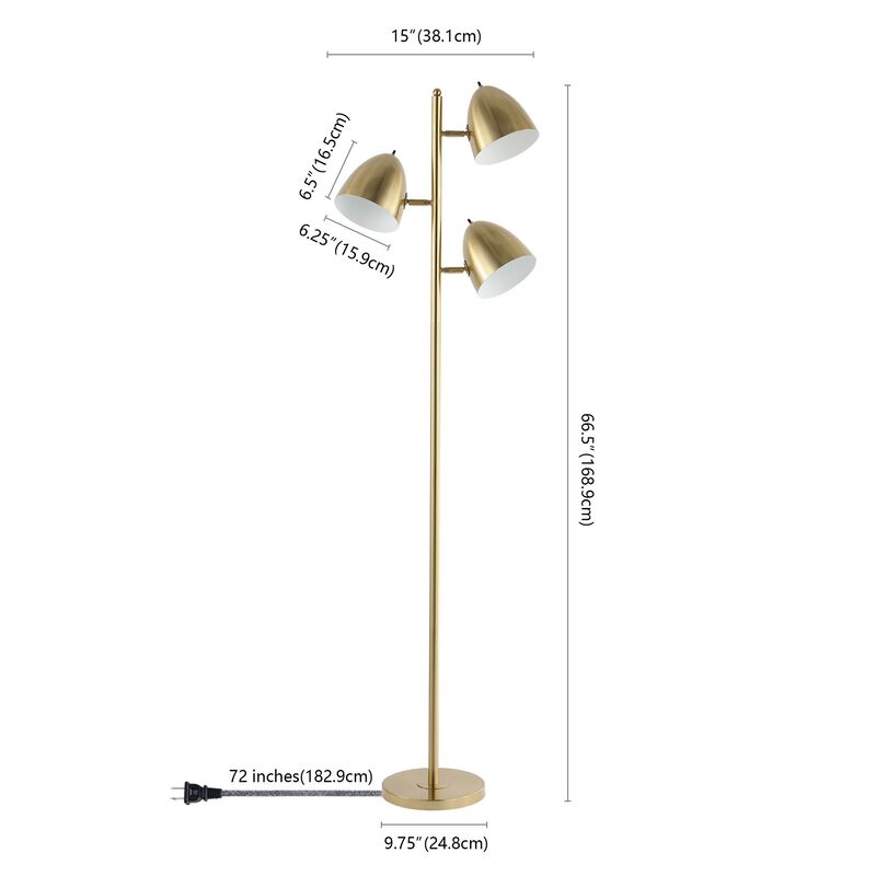 Billy 3-Light Modern Contemporary Iron LED Floor Lamp