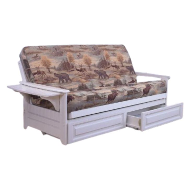 Phoenix Frame/Antique White Finish/Canadian Mattress/Storage Drawers