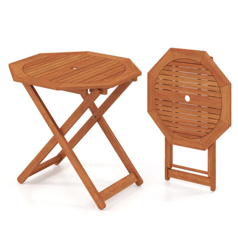 Hivvago Octagon Folding Patio Table with 2 Inches Umbrella Hole