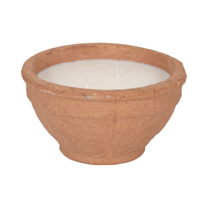 6" 14 Oz Santal & Spruce Bowl Candle, Terracotta