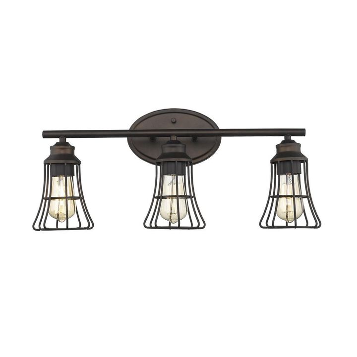 Hivvago Three Light Bronze Cage Wall Light