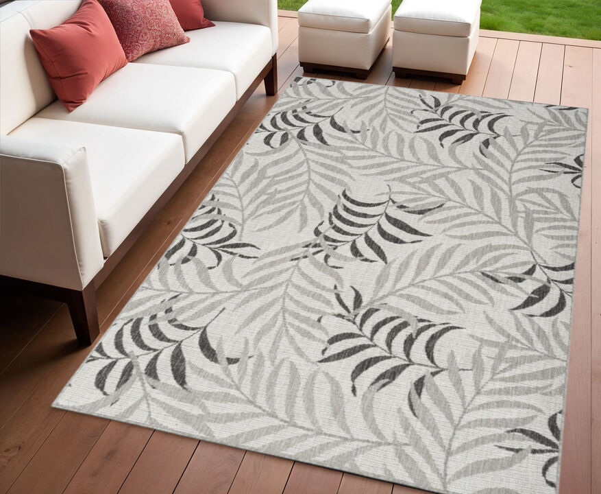 HomeRoots Palm Leaf Indoor Outdoor Area Rug
