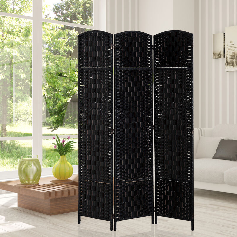 Hivvago 6FT Tall Folding Room Divider with Wicker Partition image number 6