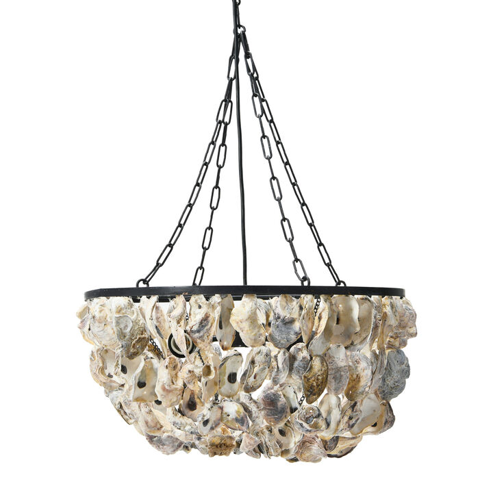 Metal and Draped Oyster Shell Chandelier, Multicolor