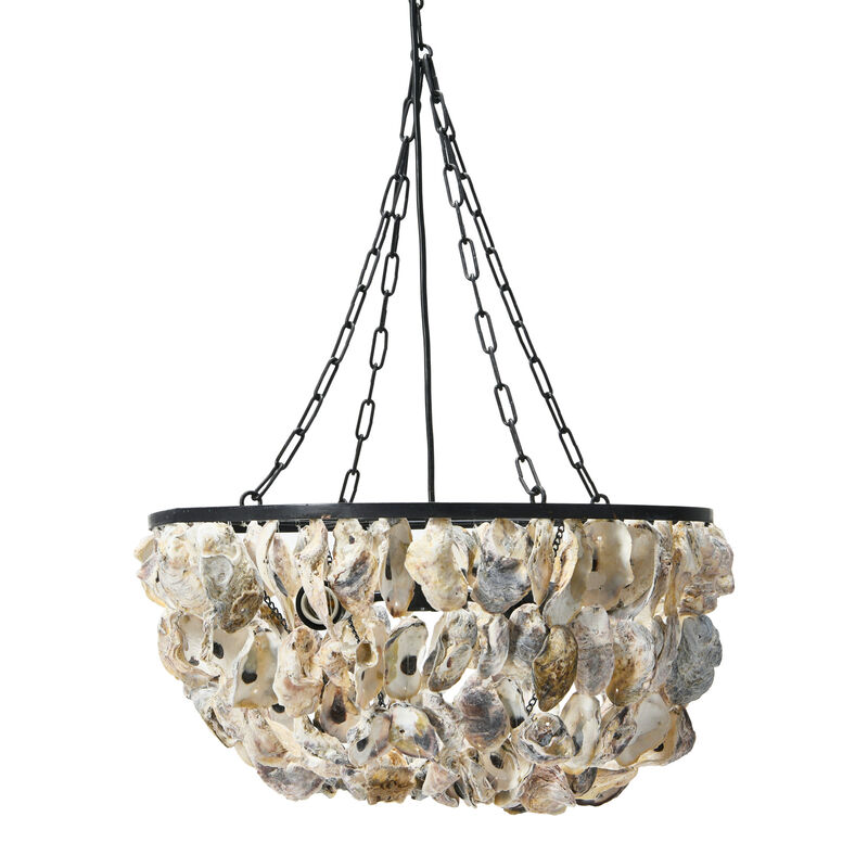 Metal and Draped Oyster Shell Chandelier, Multicolor image number 0