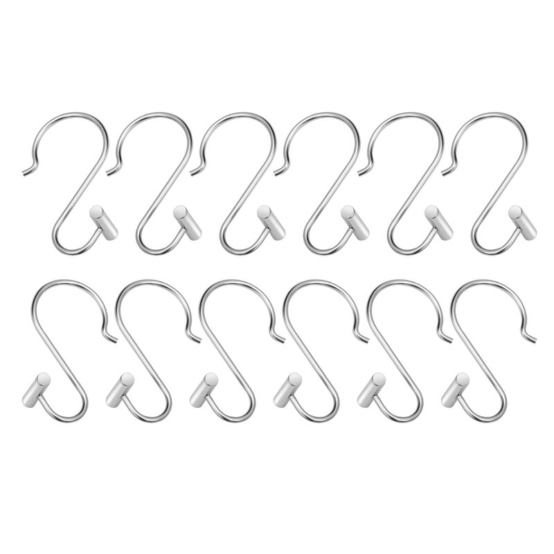 Utopia Alley Rust-Resistant Metal Shower Curtain Hooks with T-bar end, Shower Hooks Hangers for Bathroom, Kitchen Utensils, Curtains, Clothing, Towels etc - Set of 12 image number 2