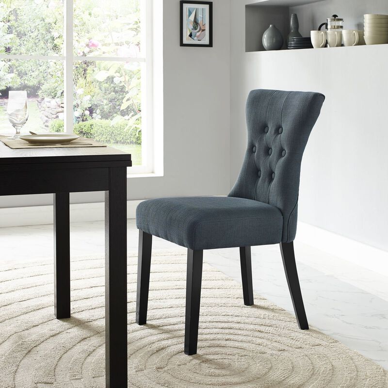 Modway Silhouette Modern Tufted Upholstered Fabric Parsons Kitchen and Dining Room Chair in Gray