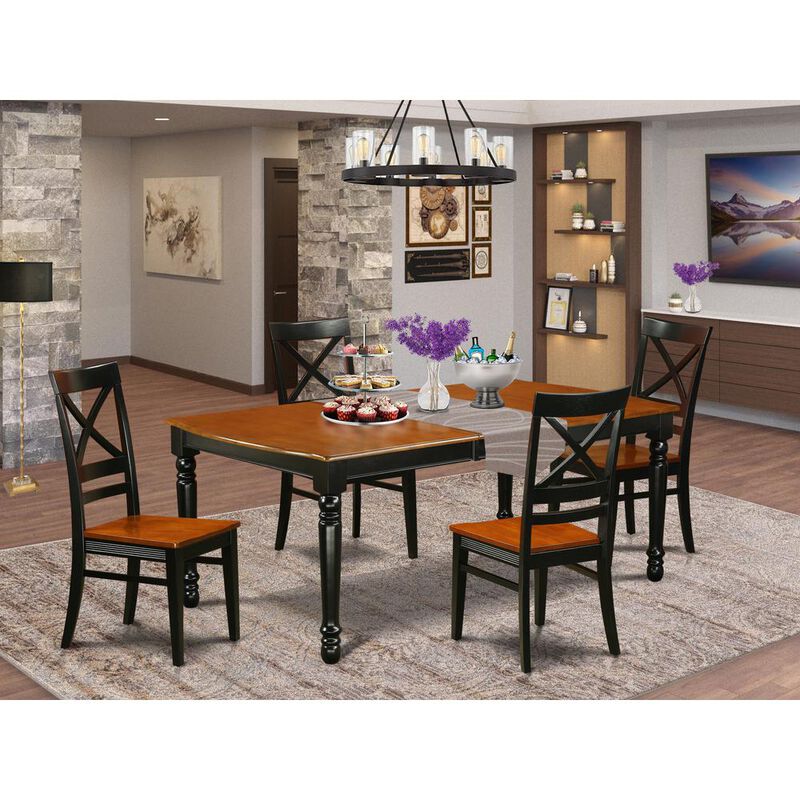 East West Furniture Dining Room Set Black & Cherry