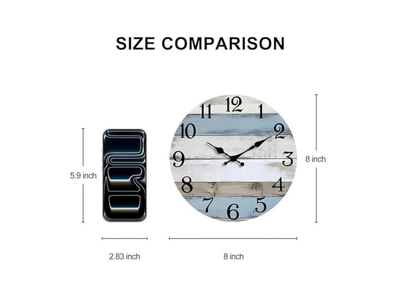 Wooden Coastal Country Rustic Wall Clock 8 Inch Silent Non Ticking Wood image number 1