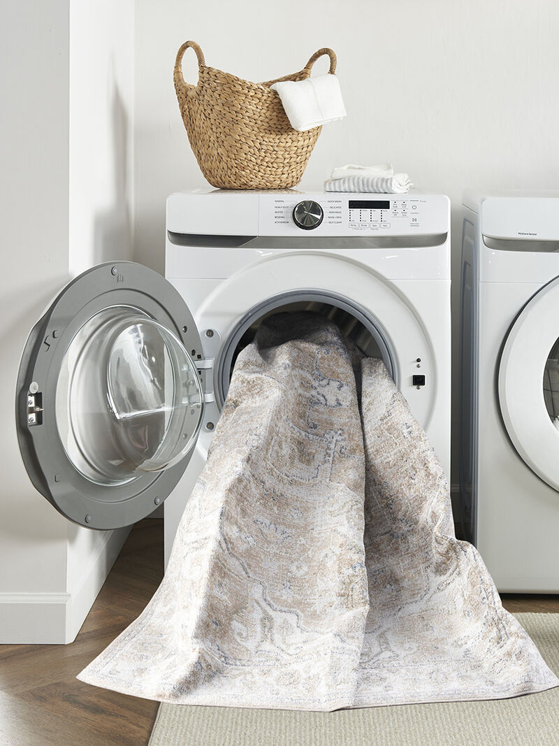 Astra Machine Washable ASW12 Beige 7'10" x Round Rug