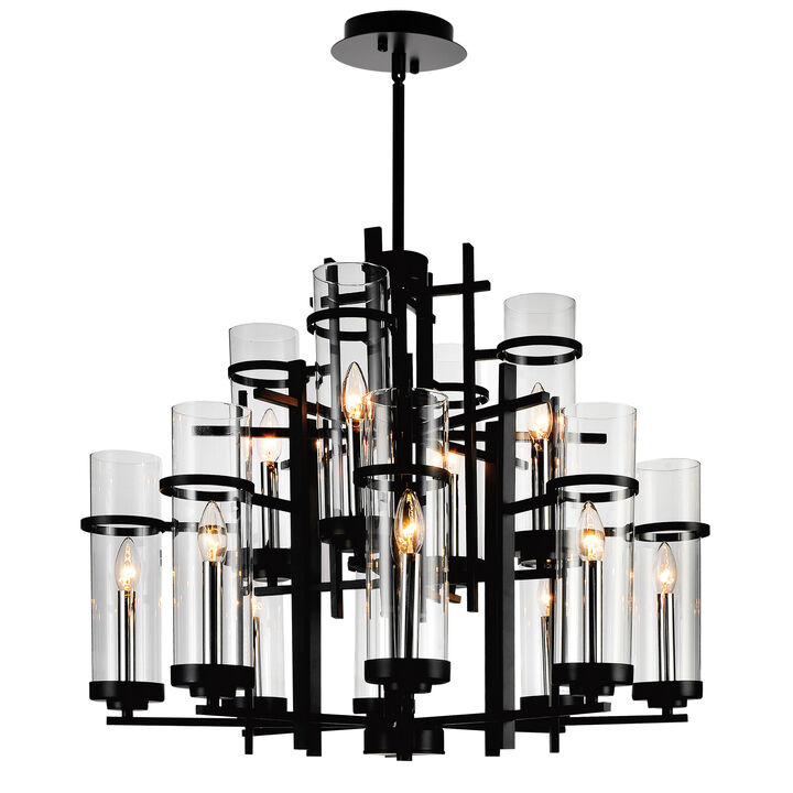Sierra 12 Light Up Chandelier With Black Finish