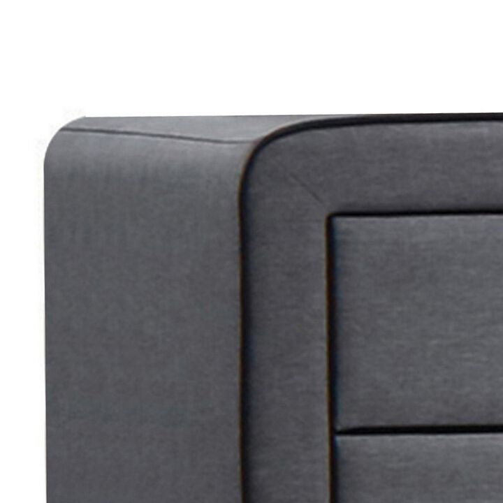 Transitional Style Wood and Fabric Upholstery Nightstand with 2 Drawers, Gray-Benzara