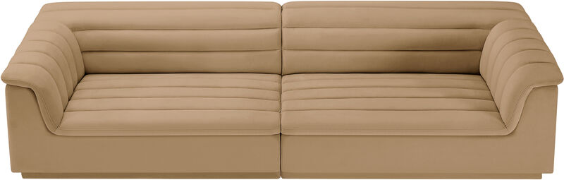 Meridian Furniture Cascade Camel Velvet Fabric Modular Sofa image number 3