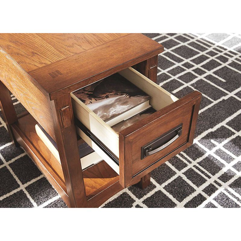 Solid Wood Mission Nightstand with Storage Shelf