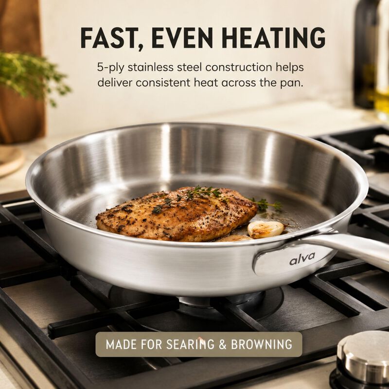Alva Maestro 5-Piece 5-Ply Stainless Steel Cookware Set image number 3