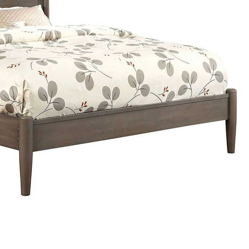 Wooden California King Size Bed with Panel Headboard, Gray-Benzara